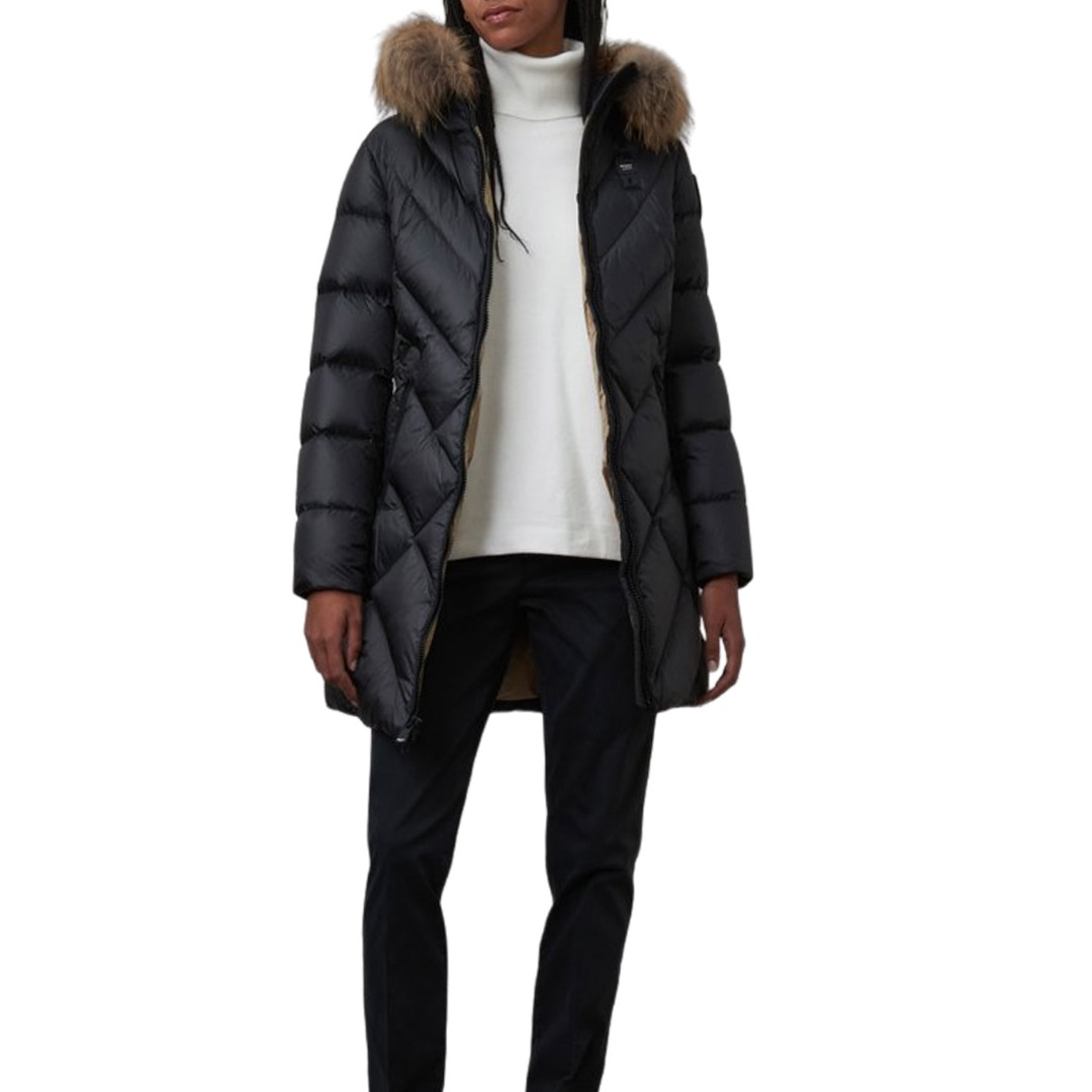 Down Jacket BLAUER Long Woman Exhausted Althea Padded Feather With Fur  23WBLD